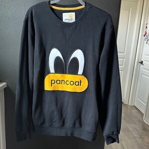Korean Pamcoat Black Crewneck Sweater with Logo